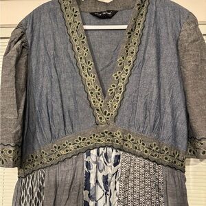 Young Threads Gray and Blue Maxi Dress size XL NWOT
